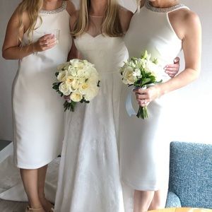 MIDI White Calvin Klein embellished sheath dress